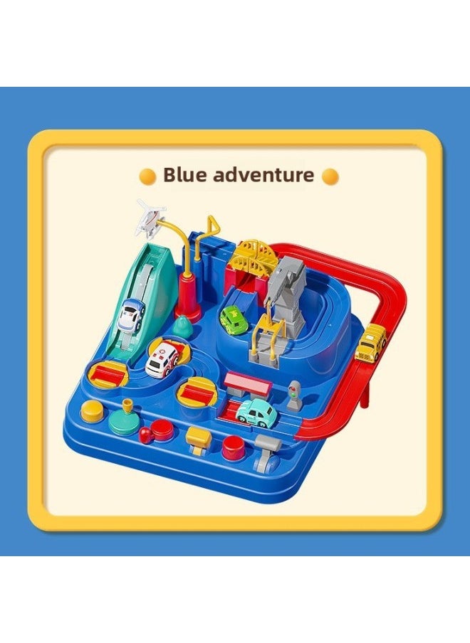 null - Small Train Railcar Car Break Through The Great Adventure Parking Glide Children's Toy Girl 3 Years Old 4 Boys-Color:Medium Adventure Comes With 2 Cars - Parent-child Interaction + Conveyor With Stairs + Crane + Hanging Bridge - Image 1