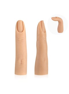 Maitys 2 Pieces Silicone Nail Training Finger Bendable Fake Training Finger Silicone Practice Finger For Acrylic Nail Silicone Nail Practice Hand For Nails Practice Diy Nails Nail Art (Light Color)  - Image 2
