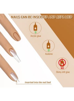 Maitys 2 Pieces Silicone Nail Training Finger Bendable Fake Training Finger Silicone Practice Finger For Acrylic Nail Silicone Nail Practice Hand For Nails Practice Diy Nails Nail Art (Light Color)  - Image 3