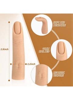Maitys 2 Pieces Silicone Nail Training Finger Bendable Fake Training Finger Silicone Practice Finger For Acrylic Nail Silicone Nail Practice Hand For Nails Practice Diy Nails Nail Art (Light Color)  - Image 4