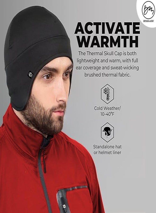 بسماد بطانة خوذة بسماذ - تحافظ على الحرارة وتمتص الرطوبة، مناسبة للجري والتزلج والرياضات الشتوية، لون أسود - Image 2