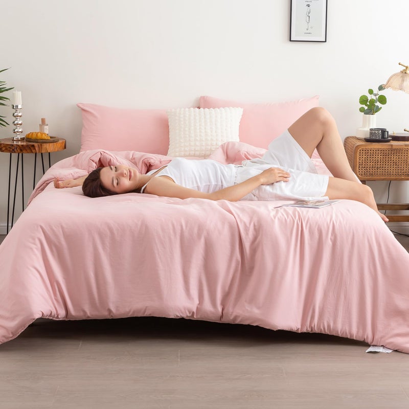 COTTEBED Light Pink Twin XL Comforter Set for College Girls UltraSoft Lightweight Washed Cotton Twin Bedding Comforter Sets for Kids Women Student School Dorm All Season Use Blush Pink TwinTwin XL