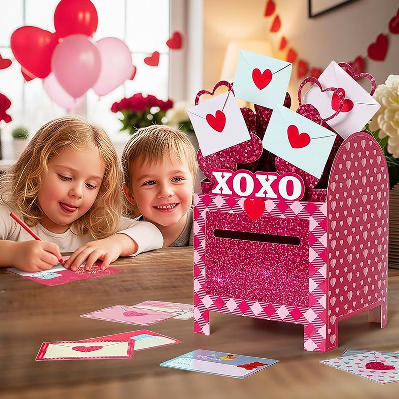 أور ورم OurWarm Valentines Day Boxes for Kids, 32 Valentine Day Cards for Kids Classroom with DIY Valentine Mailbox, Heart Valentines Boxes for Kids Toddlers Girls Classroom Cards Exchange, Party Favors - Image 5