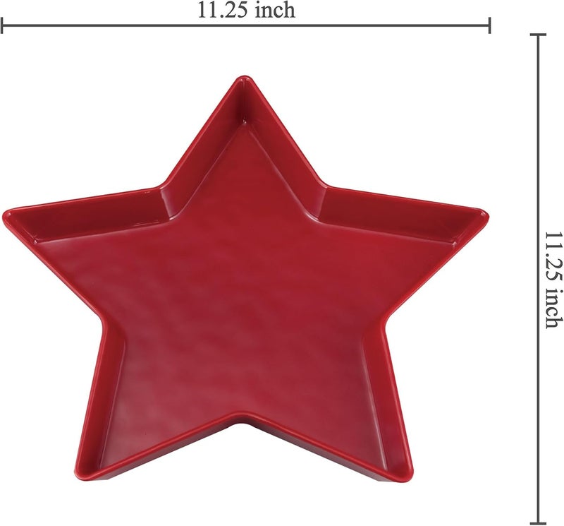 UP UPware Patriotic Star Shaped Dinner Plate Melamine Serving Plate for 4th of July Independence Day Decoration Red 1125 Inch - Image 4