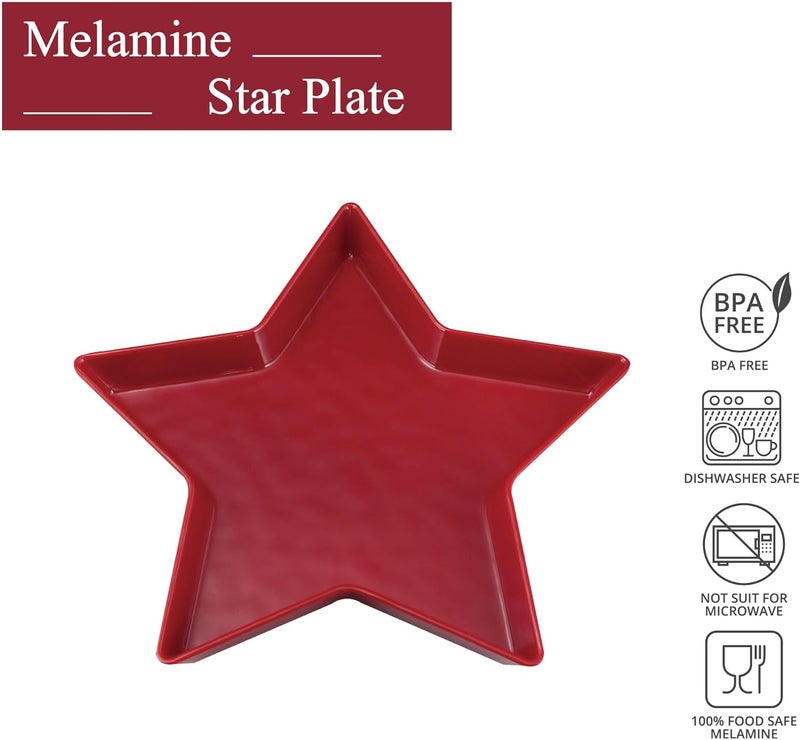 UP UPware Patriotic Star Shaped Dinner Plate Melamine Serving Plate for 4th of July Independence Day Decoration Red 1125 Inch - Image 3