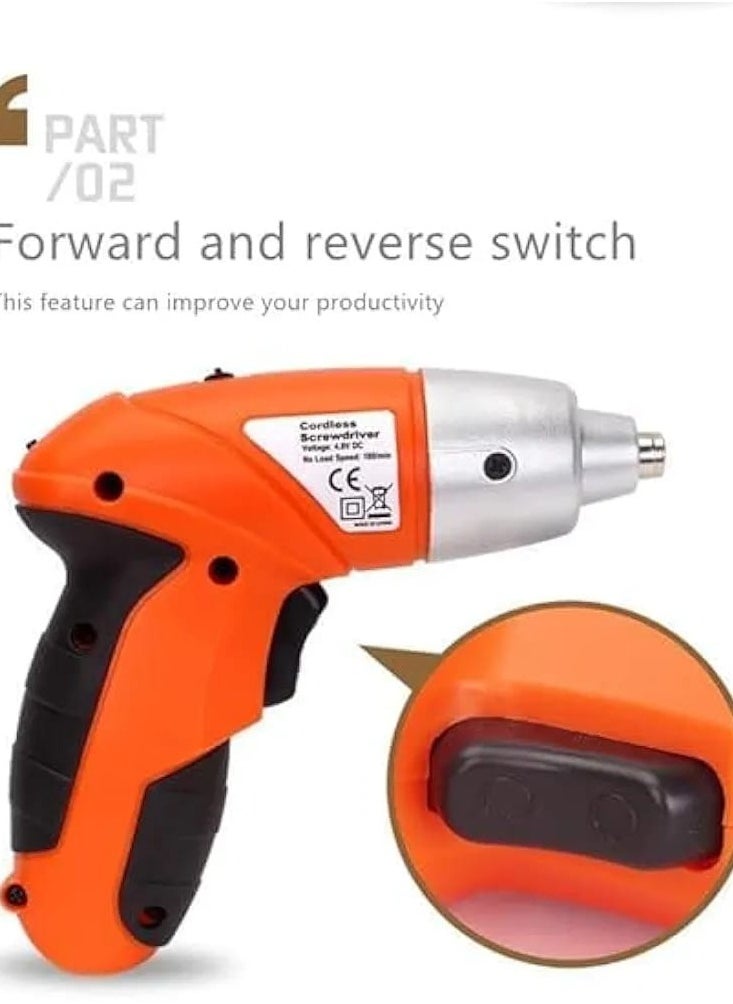 Generic 45-Piece Professional Cordless Electric Screwdriver Set | 4.8V | 180 RPM | 3-5 Nm | Bidirectional Function | LED Light | Keyless Chuck | Quiet Operation  - Image 4