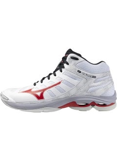 Mizuno Wave Voltage 2 Mid Unisex Volleyball Shoes White / Red  - Image 1