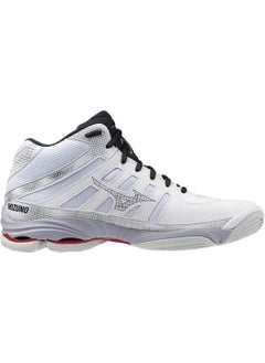 Mizuno Wave Voltage 2 Mid Unisex Volleyball Shoes White / Red  - Image 2
