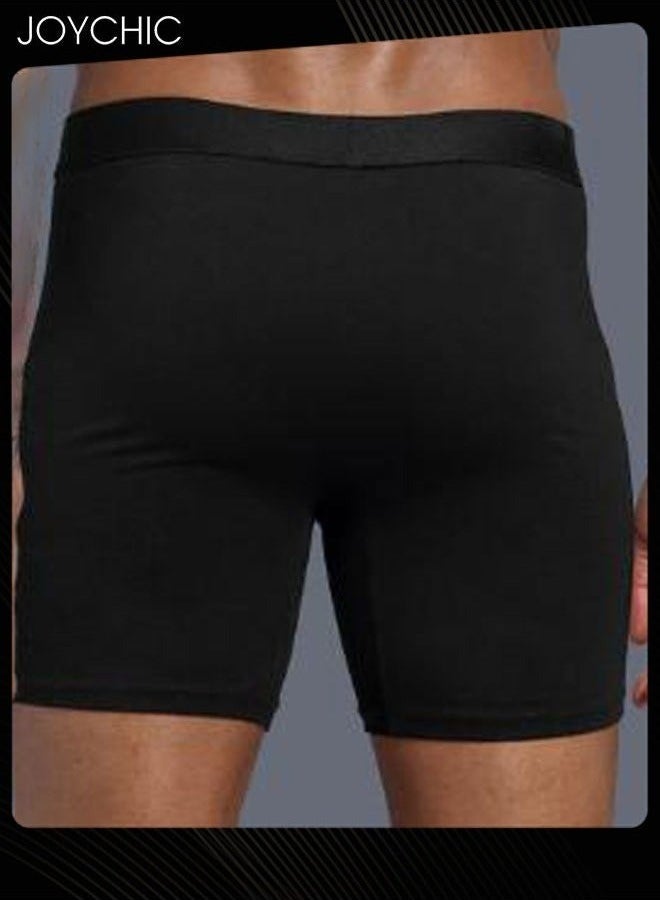 Joychic 5-piece Men Cotton Skin-friendly Breathable Boxer Briefs Classic High Stretch Short Panties for All Seasons - Image 3