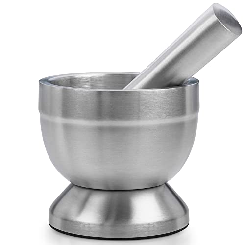 MEDca Pill Crusher 304 Food Grade Stainless Steel Mortar and Pestle Medicine Grinder Set NonSlip Splitter to Easily Crush Medicine Pills Tablets Vitamins to Fine Powder for Adults Seniors Dogs Pets - Image 1
