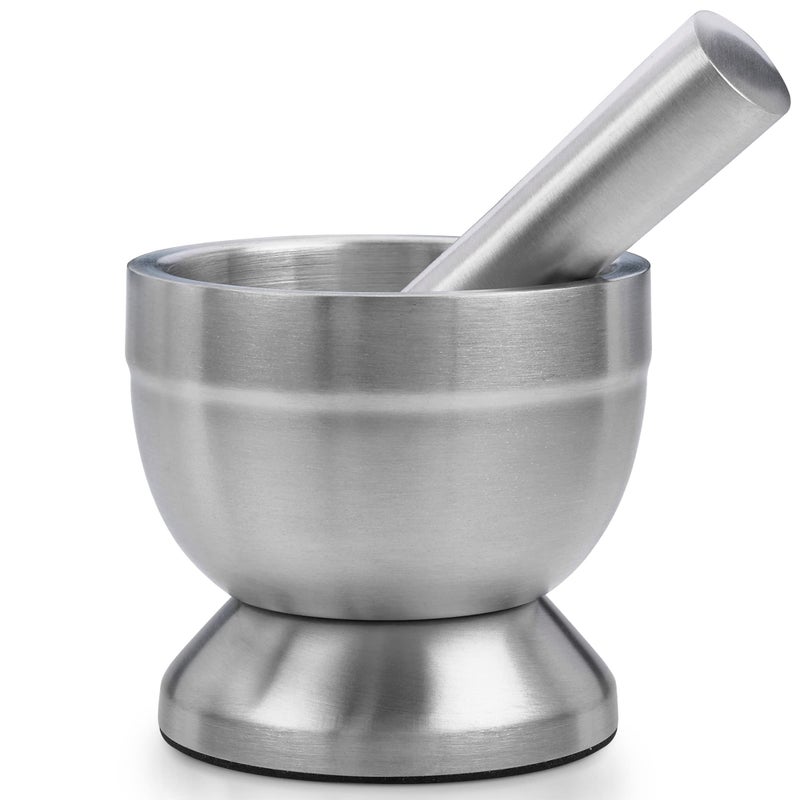 MEDca Pill Crusher 304 Food Grade Stainless Steel Mortar and Pestle Medicine Grinder Set NonSlip Splitter to Easily Crush Medicine Pills Tablets Vitamins to Fine Powder for Adults Seniors Dogs Pets - Image 2