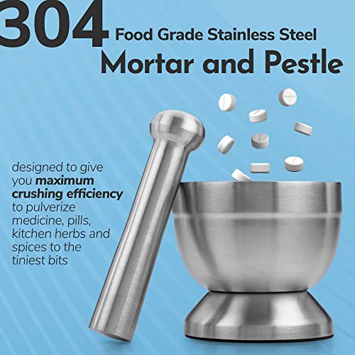MEDca Pill Crusher 304 Food Grade Stainless Steel Mortar and Pestle Medicine Grinder Set NonSlip Splitter to Easily Crush Medicine Pills Tablets Vitamins to Fine Powder for Adults Seniors Dogs Pets - Image 3