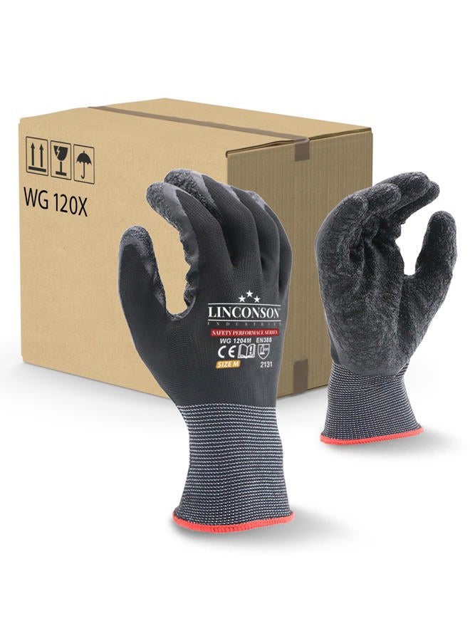 linconson 12 Pack Safety Performance Series Construction Mechanics Wrinkle Latex Work Gloves - Image 1