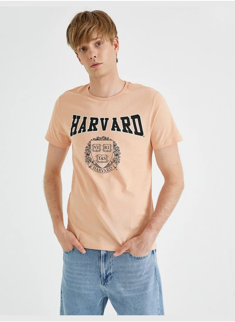 KOTON Harvard T-Shirt Licensed Printed Cotton