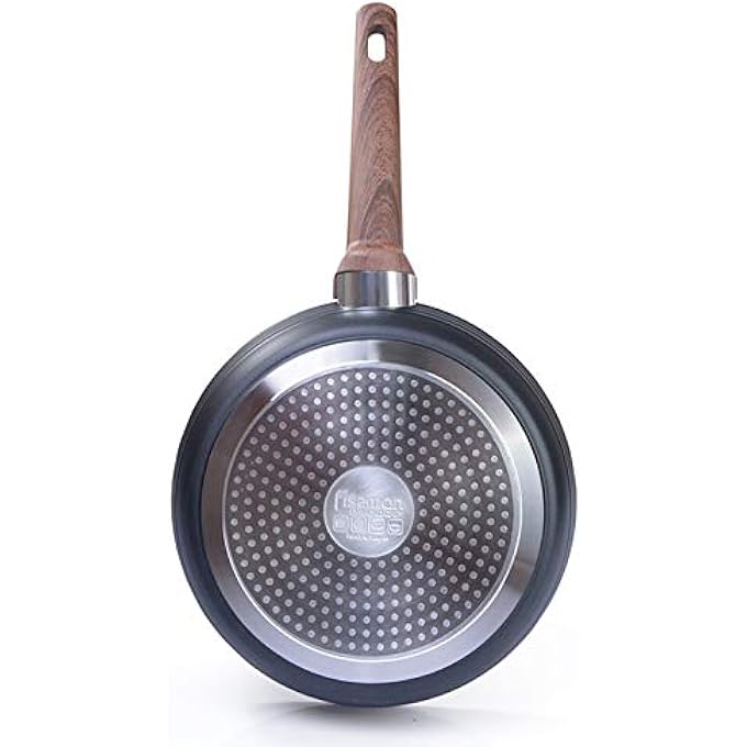 فيسمان مقلاة Greblon C3 من الألومنيوم المطروق بالماس، طلاء رخامي أسود، زينة خشبية ناعمة الملمس، مقلاة واحدة 24 سم - Image 5