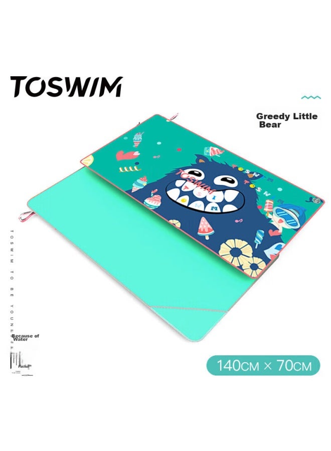 Toswim Children's Quick-drying Bath Towel, Swimming Towel, Absorbent Towel, Travel Towel, Fast-drying Beach Towel, Greedy Bear - Image 3