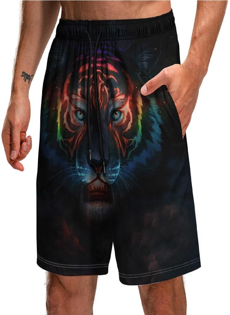 Eckek - Men's Summer Fun Beach Shorts Drawstring 3d Printed Shorts With Pockets - Image 1