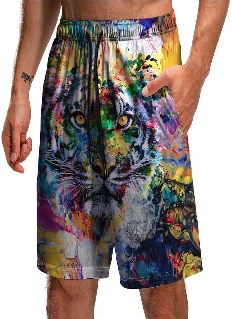 Eckek - Men's Summer Fun Beach Shorts Drawstring 3d Printed Shorts With Pockets - Image 1