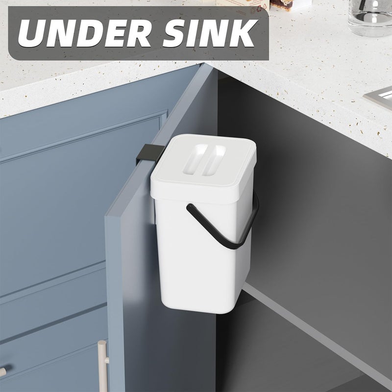 Set of 2 kitchen trash cans, kitchen compost bin, for countertop, small hanging trash can with lid, odor-free kitchen trash can for food, design of - Image 4