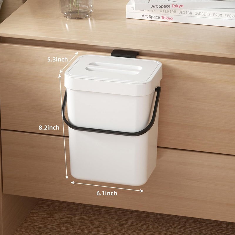 Set of 2 kitchen trash cans, kitchen compost bin, for countertop, small hanging trash can with lid, odor-free kitchen trash can for food, design of - Image 2