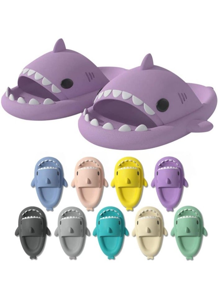 Shark Slides Thickness Upgrade Summer Cute Cartoon Shark Slippers for Women Men Non-Slip Open Toe Lightweight Sole Sandals Casual Unisex Beach Shoes - Image 1