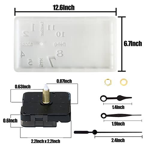 Tucocoo DIY Clock Molds Large Clock Resin Molds,3D Arabic and English Numers Personalization Clock Silicone Casting Epoxy Resin Photo Display Stand for Home Decor,1 Black Movement + 1 Silicone Molds Include - Image 4
