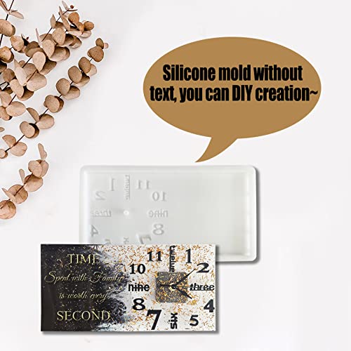 Tucocoo DIY Clock Molds Large Clock Resin Molds,3D Arabic and English Numers Personalization Clock Silicone Casting Epoxy Resin Photo Display Stand for Home Decor,1 Black Movement + 1 Silicone Molds Include - Image 3
