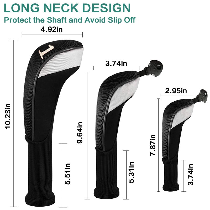 FINGER TEN Golf Club Head Covers Woods Driver Fairway Hybrid 3/4/5 Set, Headcovers Men 1 3 5 7 X Interchangeable Number Tag, Fit All Wood Clubs (5 Pack-Black(1D+2F+2H)) - Image 4