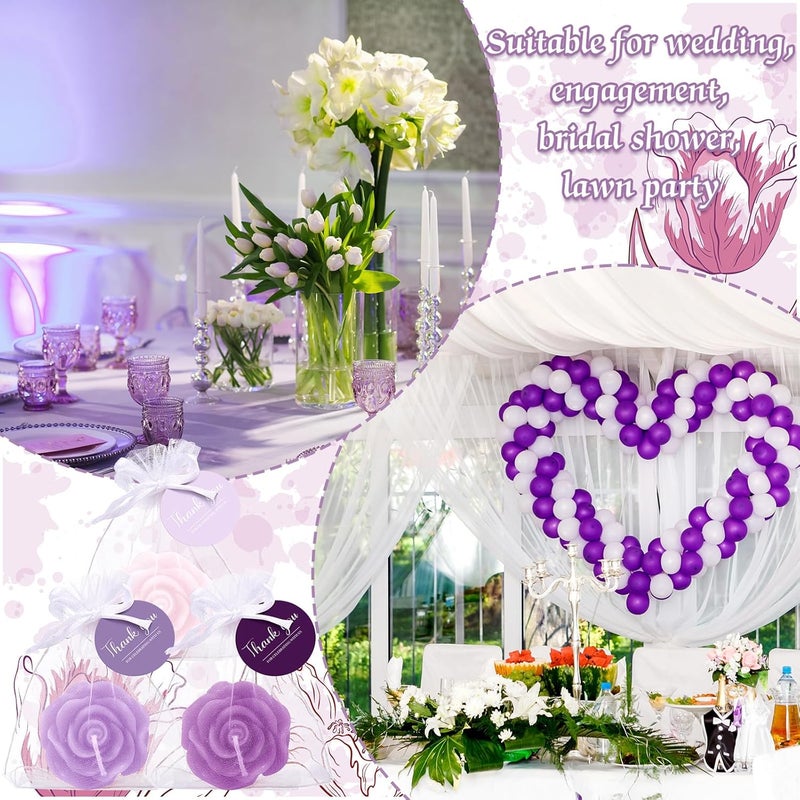 Treela 24 Set Flower Candles Wedding Favor for Guests Mini Purple Rose Shaped Tealight Candles for Return Gift Wedding Birthday Bridal Shower Housewarming Party - Image 4