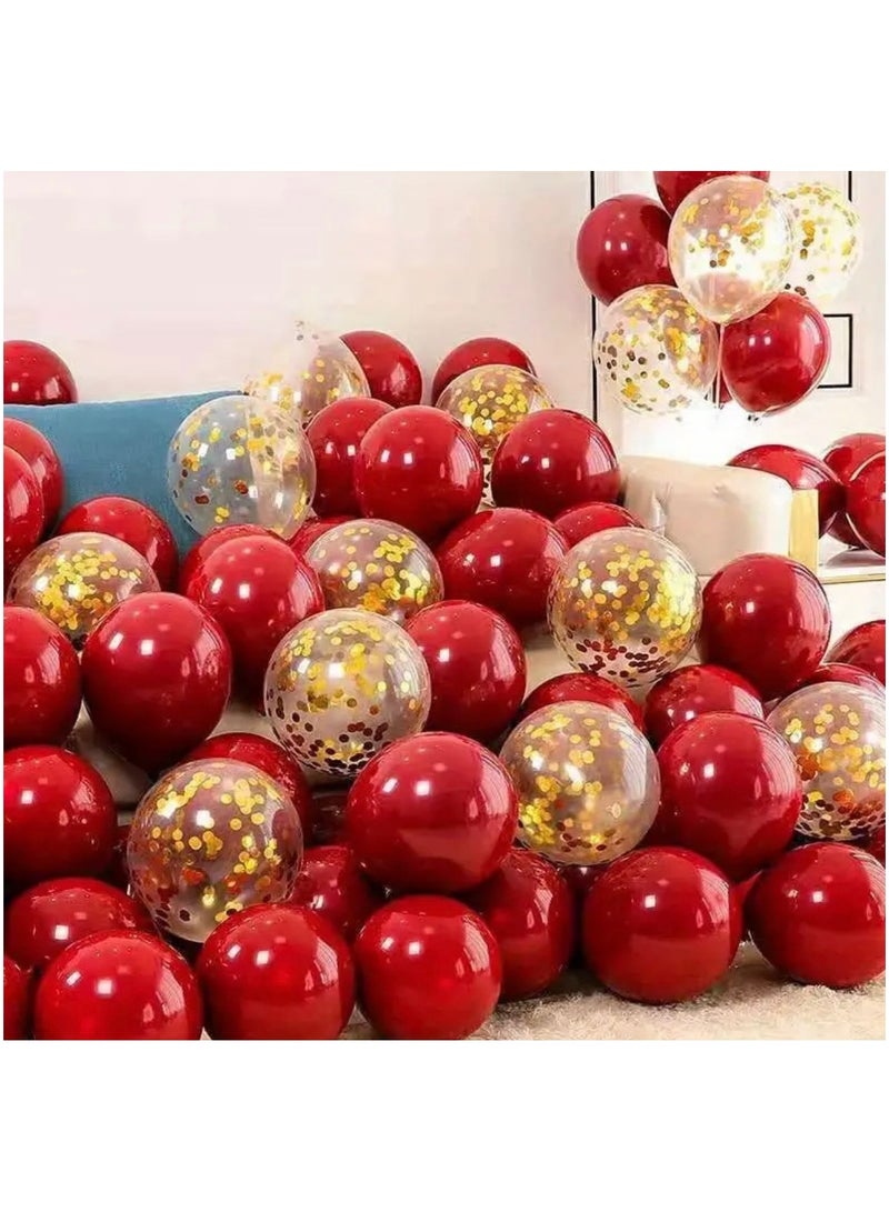 Just Quality 40pcs, Red Golden Confetti Latex Balloons, Wedding Decor, Birthday Party Decor, Anniversary Decor, Graduation Decor, Holiday Decor, Mother's Day Decor, Indoor Outdoor Decor, Home Decor, Room Decor - Image 2