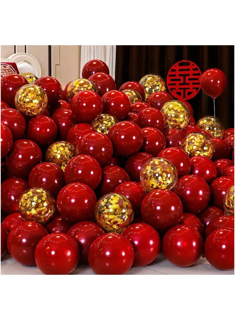 Just Quality 40pcs, Red Golden Confetti Latex Balloons, Wedding Decor, Birthday Party Decor, Anniversary Decor, Graduation Decor, Holiday Decor, Mother's Day Decor, Indoor Outdoor Decor, Home Decor, Room Decor - Image 4