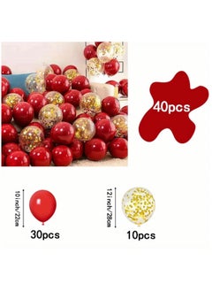 Just Quality 40pcs, Red Golden Confetti Latex Balloons, Wedding Decor, Birthday Party Decor, Anniversary Decor, Graduation Decor, Holiday Decor, Mother's Day Decor, Indoor Outdoor Decor, Home Decor, Room Decor  - Image 3