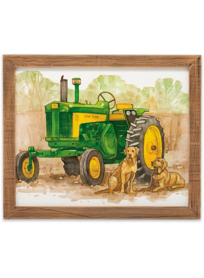 Open Road Brands John Deere Tractor Wood Framed Wall Decor - Hand Painted John Deere Wall Art for Living Room, Man Cave or Bedroom - Image 1