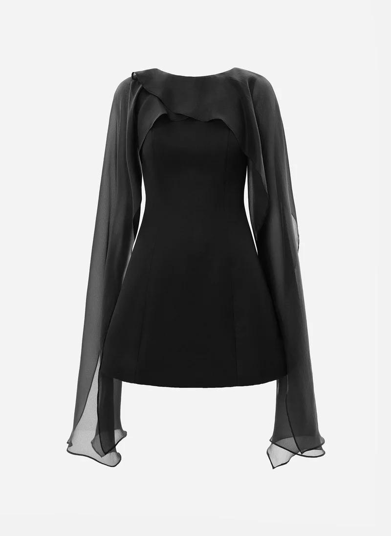 Lichi Mini dress with semi-transparent train