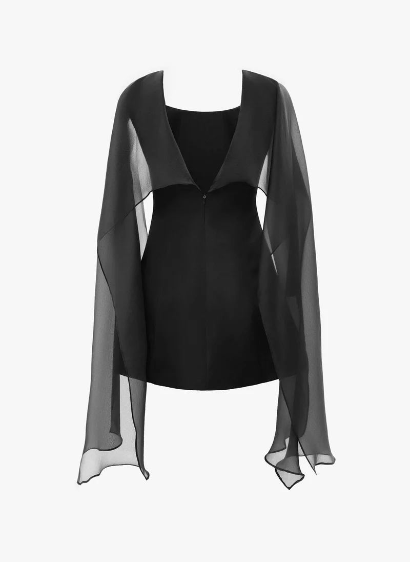 Lichi  Mini dress with semi-transparent train for Women | Best Price UAE