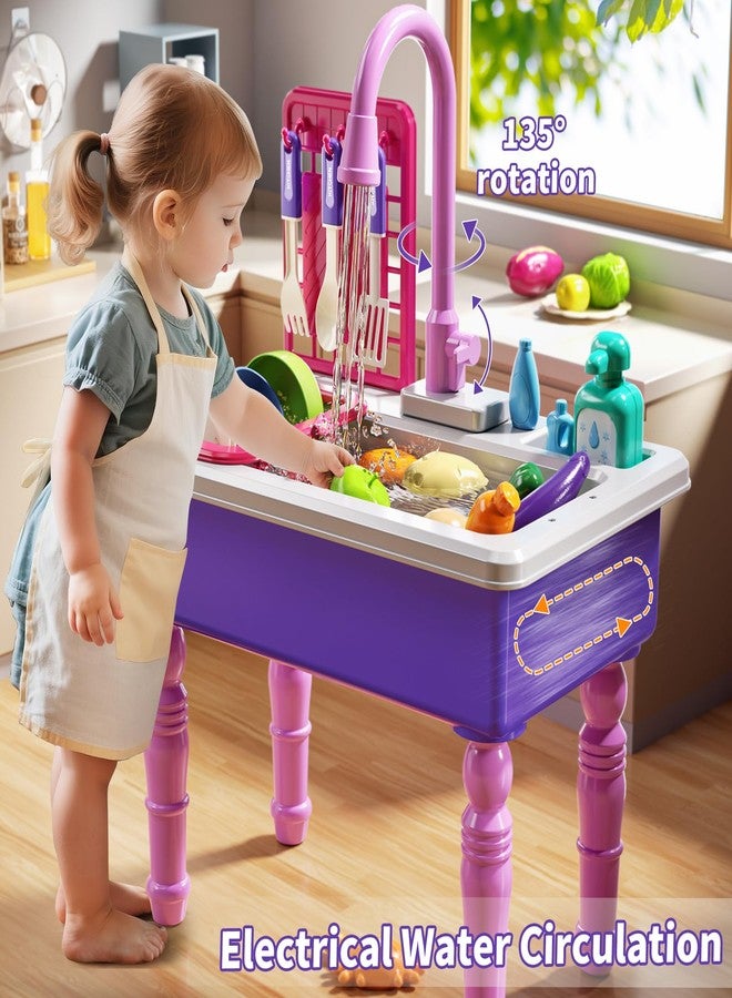 JUKUDAHU Play Sink with Running Water, Play Kitchen Toys Sink for Kids 3 4 5 6 7 Years Old, Electrical Dishwasher, Kitchen Accessories Set, Dishes Games, Gifts for Toddlers 3-5 - Image 2
