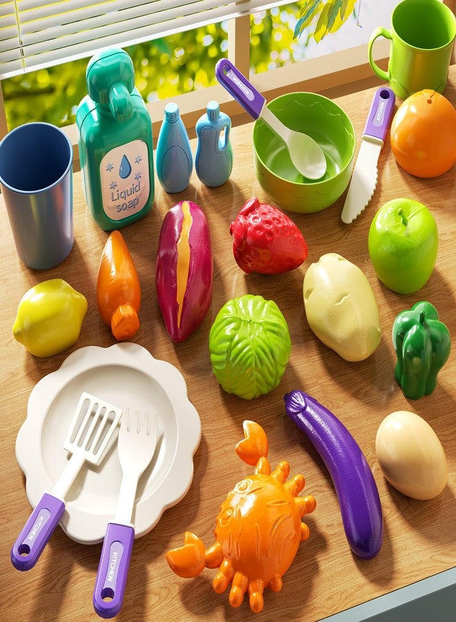JUKUDAHU Play Sink with Running Water, Play Kitchen Toys Sink for Kids 3 4 5 6 7 Years Old, Electrical Dishwasher, Kitchen Accessories Set, Dishes Games, Gifts for Toddlers 3-5 - Image 4
