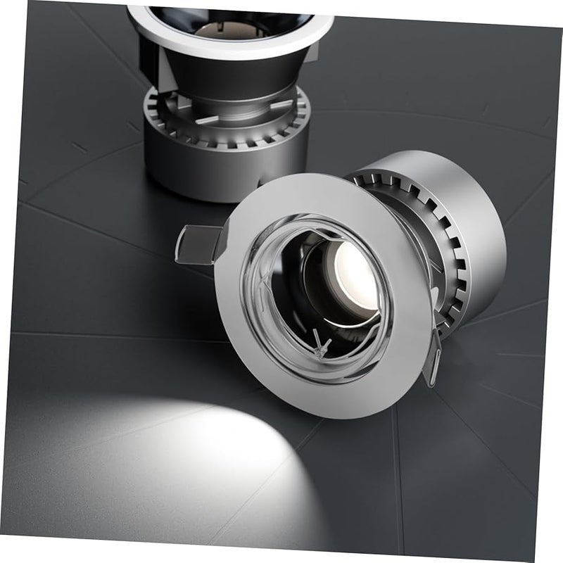 White Flush Mount Ceiling Light Fixture With LED Spotlight Bracket Trim Ring Frame - Image 5