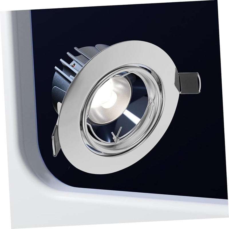 White Flush Mount Ceiling Light Fixture With LED Spotlight Bracket Trim Ring Frame - Image 4