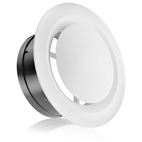 HG Power 4 Inch Soffit Vent, Adjustable Air Vent Cover, ABS Round Ceiling Vent Covers for Living Room, Attic, Bathroom, Kitchen, Ventilation Use, White - Opening Size 3.59" - Image 1