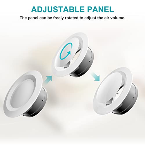 HG Power 4 Inch Soffit Vent, Adjustable Air Vent Cover, ABS Round Ceiling Vent Covers for Living Room, Attic, Bathroom, Kitchen, Ventilation Use, White - Opening Size 3.59" - Image 2