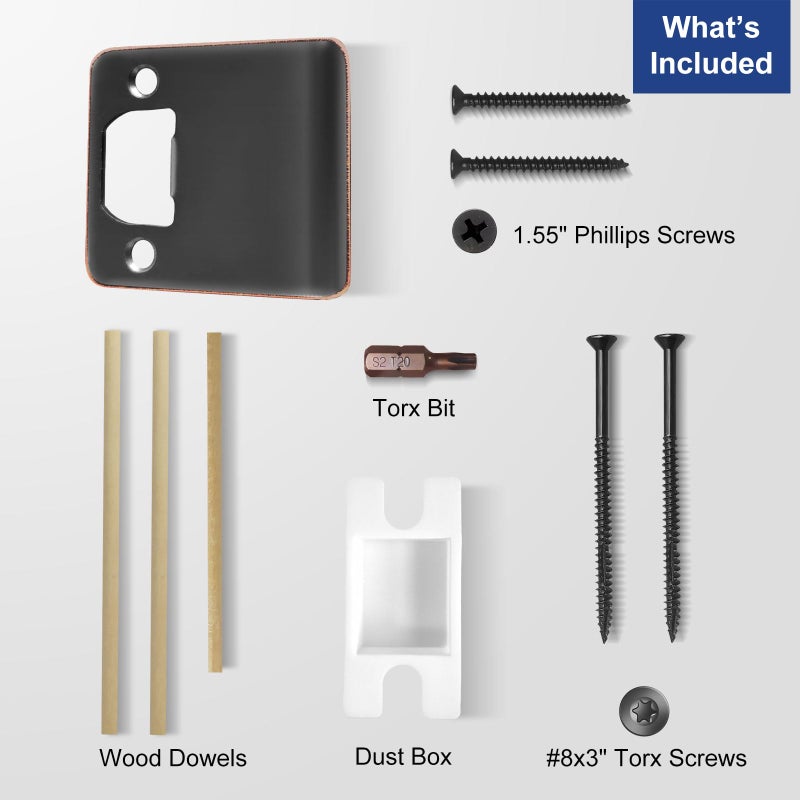 Mosecyou Extended Strike Plate 2-1/2"" X 2-1/4""  Heavy Duty Version  Striker Extender With Reinforced Torx/Star Screws & Bit  Extra Wide Lip Door Latch Restorer Kit (Oil Rubbed Bronze  1 Pack) - Image 4