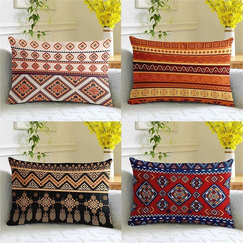 Ethnic Rectangular Cushion Homestay Bedroom Lumbar Pillow Sofa Back(Color-10,50x70cm) - Image 2