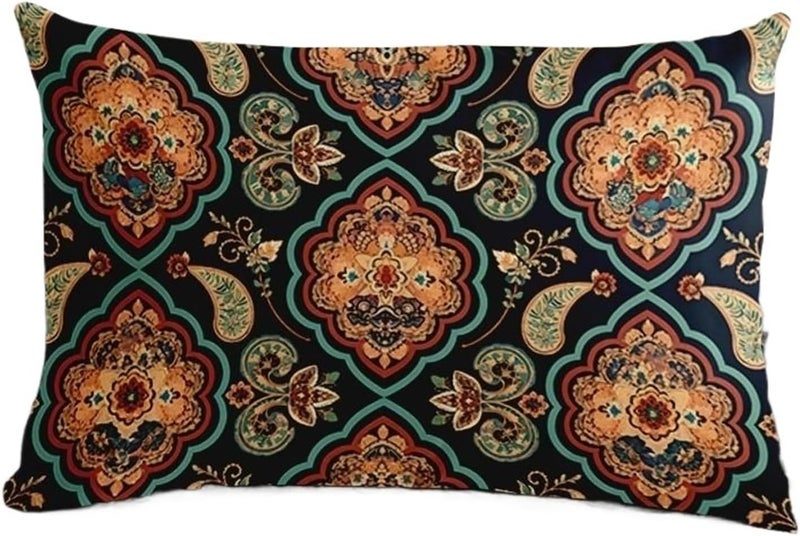 Ethnic Rectangular Cushion Homestay Bedroom Lumbar Pillow Sofa Back(Color-10,50x70cm) - Image 1