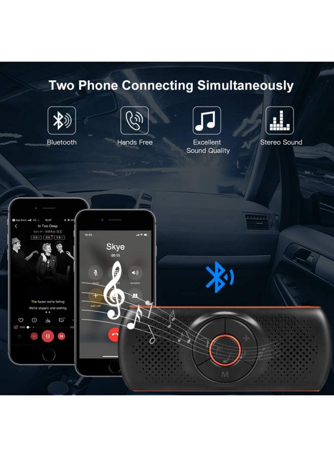 NETVIP - NETVIP Bluetooth Handsfree Speakerphone for Cell Phone, Wireless Car Kit Music Player Adapter with Back-Clip Portable Bluetooth Speaker for Home/Sport/Outdoor, Work with Siri/Google Assistant/TF Card - Image 1