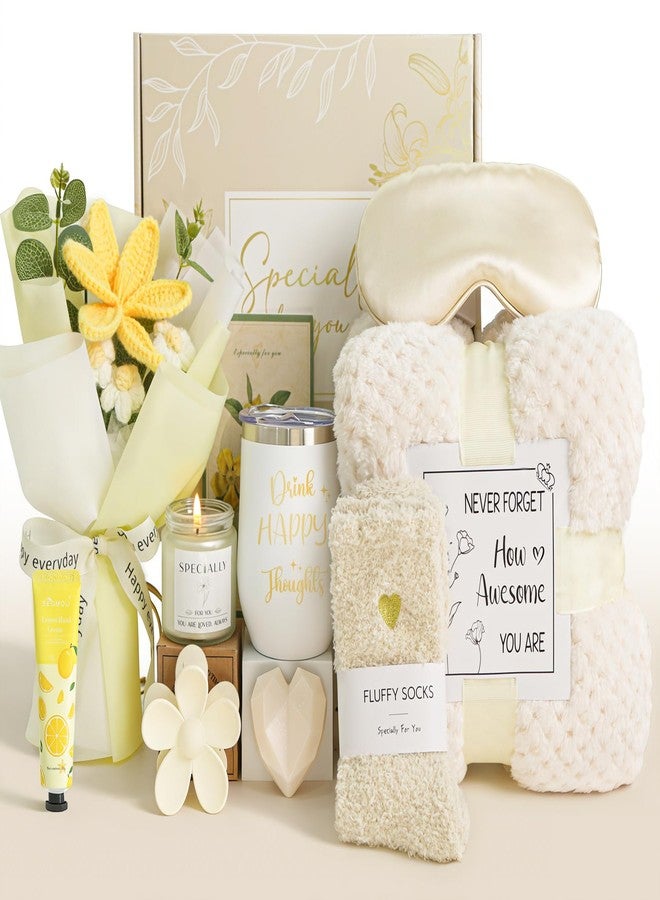 Sparkalyn Mothers Day Birthday Gifts for Women Self Care Package Get Well Soon Gift Baskets, Thinking of You Sympathy Spa Gift Set w/Crochet Flower Bouquet, Unique Gifts for Mom Sister Grandma Friends Women - Image 1