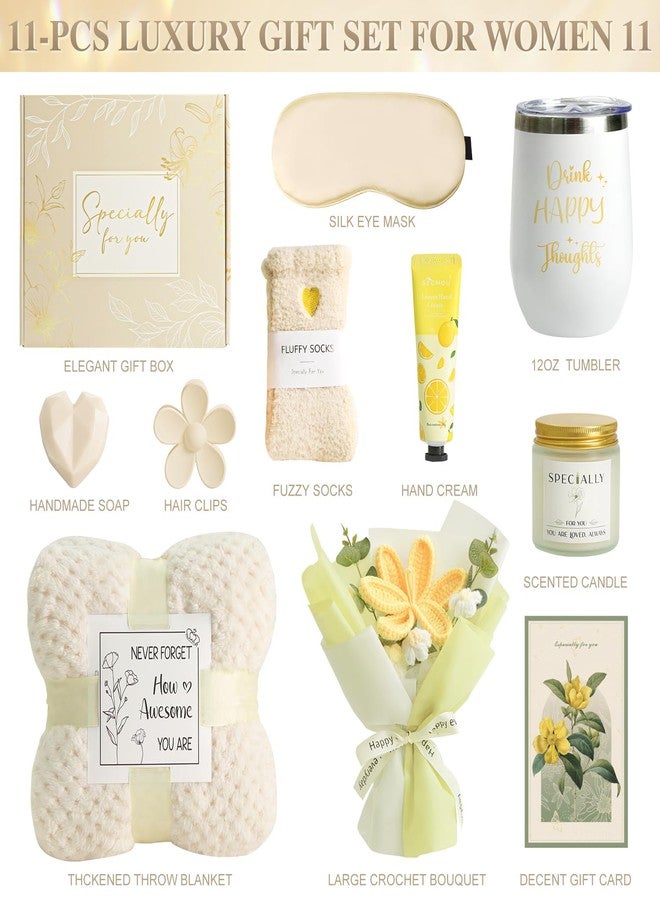 Sparkalyn Mothers Day Birthday Gifts for Women Self Care Package Get Well Soon Gift Baskets, Thinking of You Sympathy Spa Gift Set w/Crochet Flower Bouquet, Unique Gifts for Mom Sister Grandma Friends Women - Image 2