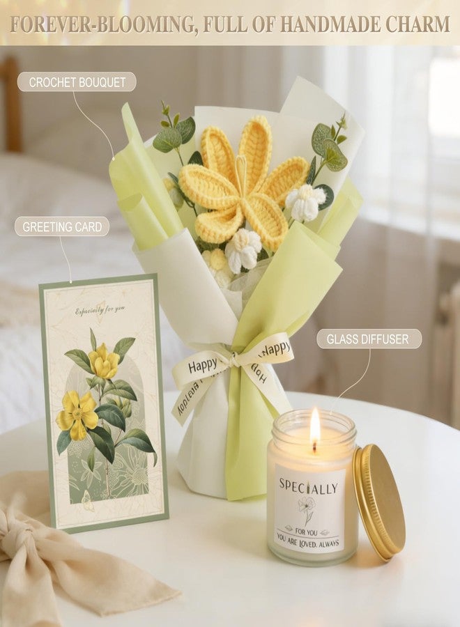 Sparkalyn Mothers Day Birthday Gifts for Women Self Care Package Get Well Soon Gift Baskets, Thinking of You Sympathy Spa Gift Set w/Crochet Flower Bouquet, Unique Gifts for Mom Sister Grandma Friends Women - Image 3
