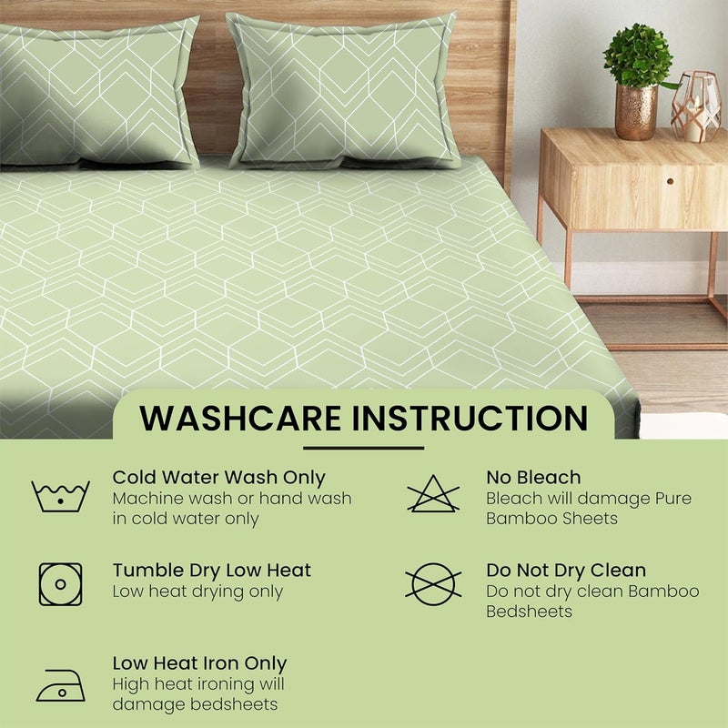 Mush 100 Bamboo King Size Bed Sheet 108x108 inches 300TC Printed Bedsheet for Double Bed Ultra Soft Natural Breathable Cooling Double Bed Luxury Sheets - Image 5