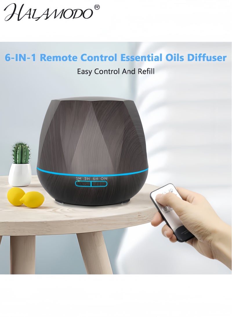HALAMODO Aromatherapy Essential Oil Diffuser, 550ml Ultrasonic Fragrant Oil Large Room Humidifier, Diffusers for Home with Timer and Waterless Auto-Off, 7 Color LED Lights,Cool Mist Humidifiers - Image 2